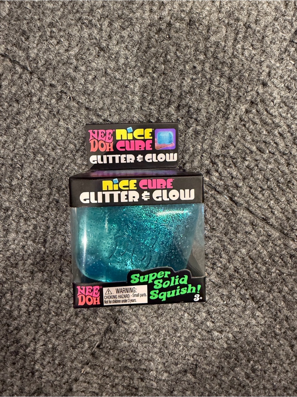 Needoh Nice Cube Glitter & Glow Squishy Toy - Teal Blue